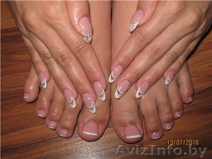 Наращивание ногтей гелем на ручках и ножках. #13220