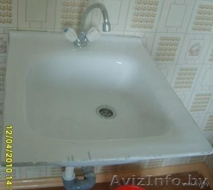 Продается новая чугунная мойка из новостройки,  со смесителем и креплением #73063