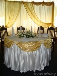 Декорирование залов для торжеств тканями,  цветами #81529
