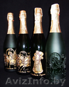 Новогодняя гравировка на бутылках #130869