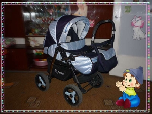 Коляска джип-трансформер голубая с синими вставками #246630