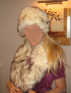 Воротник и шапка из меха песца #304011