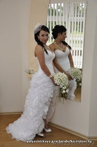 короткое свадебное платье со шлейфом #314692