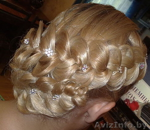 Французские косы,  жгуты,  торжественные прически,  макияж. #363584