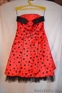вечернее платье (красное в черный горох) #411079