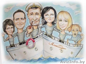  Шарж по фото,  портрет по фотографии на заказ Минск #489343