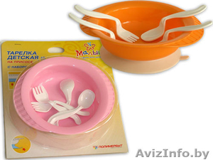 ТАРЕЛКА ДЕТСКАЯ НА ПРИСОСЕ С НАБОРОМ ВИЛОК И ЛОЖЕК #607045