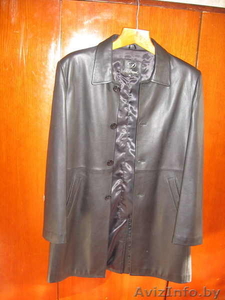 Мужской кожаный кардиган почти новый! #627340