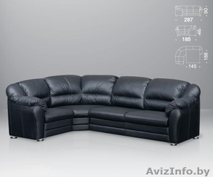 Диван-кровать угловой черный кожаный новый «Грация» #879877