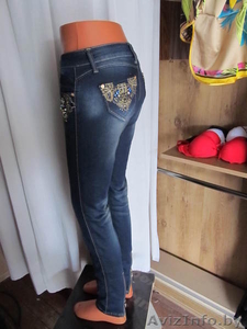 джинсы тёмно синего цвета скамнями #891855