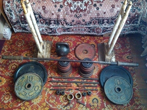 Продам срочно! Комплект железа:штанги , гантели , гиря.Недорого!!! #873801