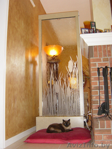 Домашние водопады по стеклу,  пузырьковые панели,  колонны. #208148