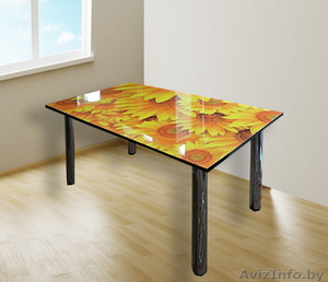 Стол стеклянный обеденный с фотопечатью. Доставка по РБ #1051702