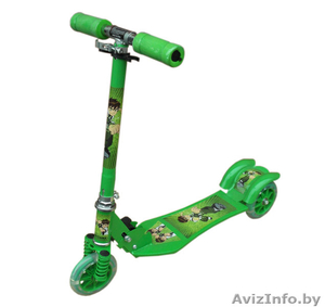 Детский самокат трёхколёсный Folding Scooter зелёный #1098847