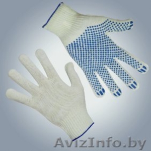 Перчатки рабочие х/б с ПВХ,  хозяйственные лактексные перчатки #1145666