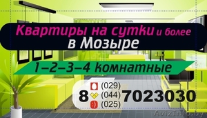 1-2-3-4 комнатные квартиры в Мозыре  на сутки и более. #1168270