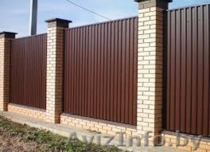 Профлист для забора красный, коричневый, зеленый. От 1, 5 до 2м высота #1235438