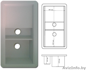 Мойка интегрированная кухонная из искусственного камня двухчашевая #1317175