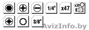 Набор сменных головок  47 шт.,  Top Tools 38D265 #1320595