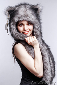 Мягкая,  симпатичная зверошапка,  волкошапка,  шапка с ушками,  шапоушка. #1336078