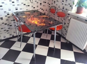 Стол кухонный с фотопринтом по акции,  в подарок часы такого-же размера #1339511