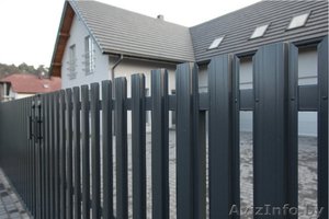 Забор (профнастил). Штакетник металлический. Ворота. #1377407