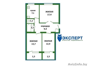 3-комнатная квартира в центре Молодечно,  ул. Б. Хмельницкого,  1 #1390114