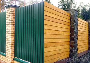 Заборы цена с установкой из профнастила,  сетки или штакетника #1466059