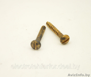 Шуруп 3, 5* 25 с полукруглой головкой,  прямой шлиц,  латунь #1546112