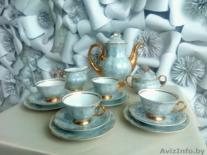 Чайный польский сервиз на 4 персоны в наборе чайник,  сахарница,  сливочница #1544453