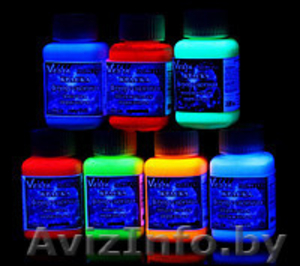 Светящиеся краски флуоресцентные.Набор 7 цветов по 100мл. #1556175