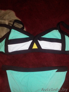 Купальник новый бело-бирюзовый #1570314