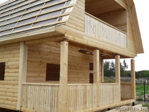 Дома сруб из бруса Артем 6 × 6 с террасой установка в Дзержинске #1614047