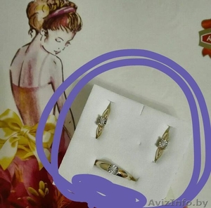 Продам золотой набор (кольцо 1.5 г + серьги 2.75 г)  #1618213