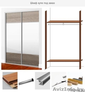 Шкаф купе на заказ 150х260х63 см двери из зеркала и дсп #1628178