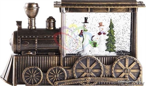 Декоративный светильник Паровозик с эффектом снегопада,  подсветкой и новогодней  #1642406