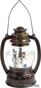 Декоративный вращающийся фонарь со снеговиками,  Белый #1642417