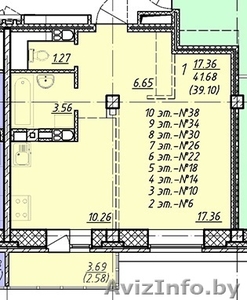 1-ком. квартира в новом доме по ул.Фрунзе,  36а #1643479