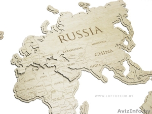 Мир на карте из дерева #1644361