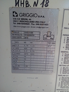 Форматно–раскроечный станок GRIGGIOUNICA 400 #1645263
