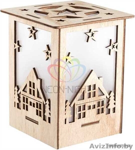 Деревянная фигурка с подсветкой Волшебный фонарик 13, 8-11-11 #1642561