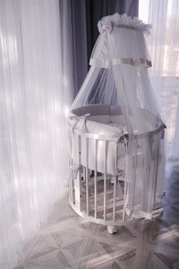 Кроватка круглая трансформер 8 в 1 из массива дуба #1656661