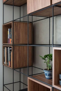 Стеллаж металл и дерево 2000х450х2500 #1655458