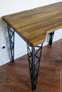 Стол металл и дерево (1000х500х600) #1655539