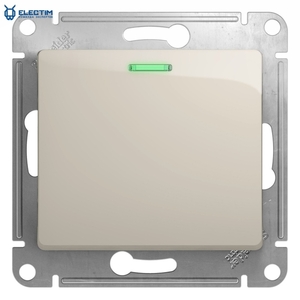 1-клавишный переключатель с подсветкой, сх.6а, 10AX,  механизм,  МОЛОЧНЫЙ #1676905