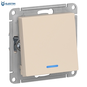1-кл переключатель с подсветкой,  сх.6а,  10АХ,  механизам,  Бежевый #1677020