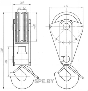 Крюковая подвеска ПК-10, 0-17А1-3-400-16, 5 #1739846